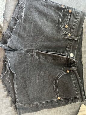 Levi's Black Frayed Hem Distressed Jean Shorts